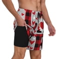 thumbnail image 2 of Balery Buffalo Plaid Love And Gnome Mens Swim Trunks Swim Shorts for Men Quick Dry Inseam Beach Shorts with Compression Liner Pocket-X-Large, 2 of 9