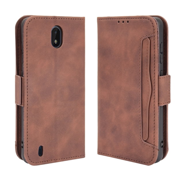 Case for Nokia C01 Plus Cover Adjustable Detachable Card Holder Magnetic closure Leather Wallet Case - Brown