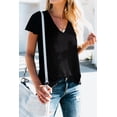 thumbnail image 1 of Nouveaux Blouses d'Été pour Femmes Couleur Unie Col en V Manches Courtes T-Shirt Décontracté, 1 of 2