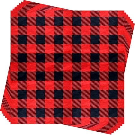 60-Sheet Bulk Christmas Tissue Paper, 20x20 Inch Red Buffalo Plaid, Gift Wrapping Checkered Gingham