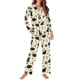 thumbnail image 4 of DISNIMO Women Pajama Sets Cat Bat Print Two-Piece Nightwear Long Sleeve Sleepwear with Matching Long Pants Halloween Casual Loungewear with Pockets Button Down Pajama Outfits, XL, 4 of 7
