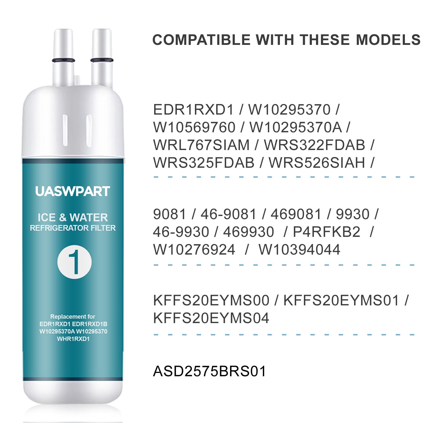 EDR1RXD1 Water Filter Replacement 1 Compatible with W10295370A W10295370 EDRIRXD1B 9081 46-9081 469081 46-9930 469930 9930 P5WB2L P8RFWB2L P8WB2L P4RFWB P5WB12NL and EDRD101G1W, 2-Pack
