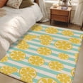 thumbnail image 4 of Yellow Lemon 4x6 Area Rugs for Living Room, Teal Stripes Linen Background Non Slip Floor Mat Washable Low-Profile Indoor Carpet for Bedroom, Dining Room, Bathroom, 4 of 9