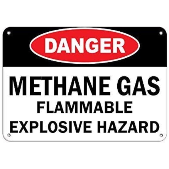 Danger Methane Gas Flammable Hazard Warning Metal Sign Tin Signs Aluminum Sign for Outdoors Use Yard Farm Fence Home Wall Decor 8x12 inch