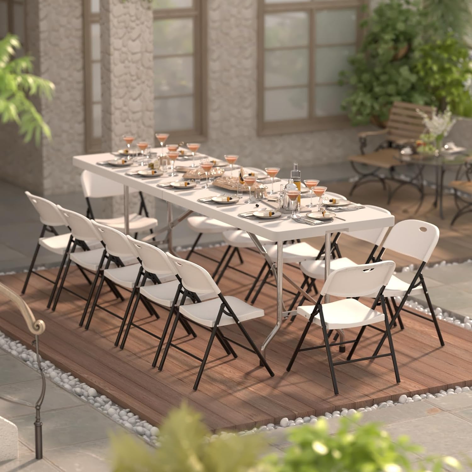 Nazhura Heavy Duty Folding Chair, White, Set of 4 photo 7