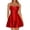 Red, variant on Women's Satin Spaghetti Strap Mini Dress Ruched Bust Fit and Flare Party Graduation Dress
