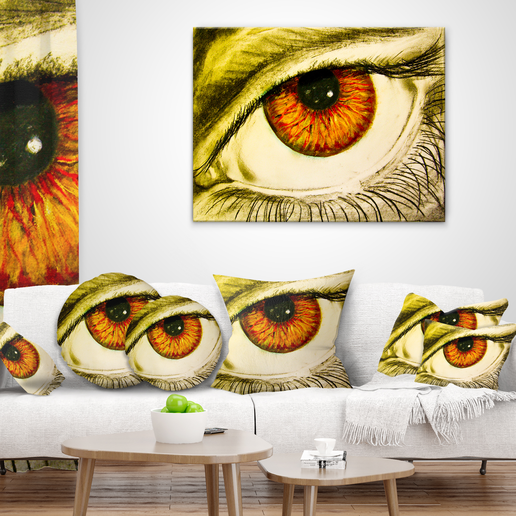 Designart Eye with Orange Pupil - Contemporary Painting Throw Pillow - 12x20