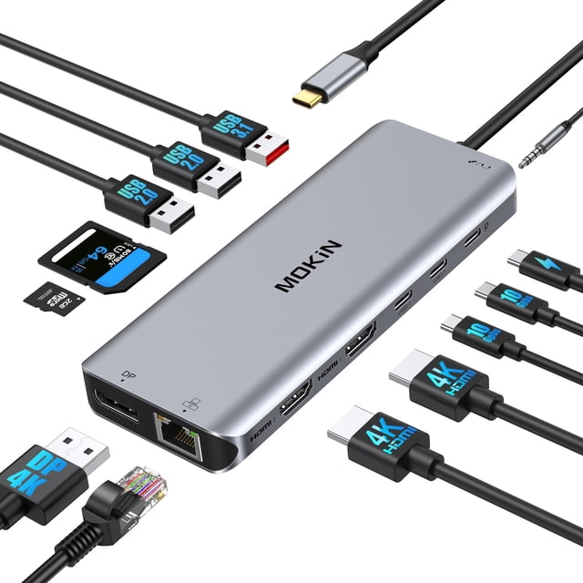 Estación de acoplamiento USB C para computadora portátil imokin con doble monitor 4K y triple pantalla