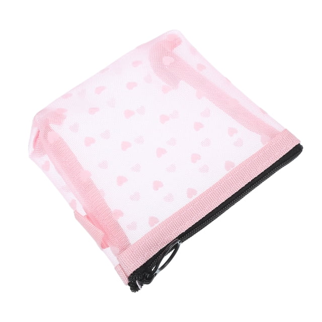 1 Pc Bolsa de Cosméticos Portátil para Mujeres para Vacaciones, Viajes de Negocios, Gimnasio, Malla de Nylon Rosa-S