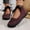 #197-Wine, variant on Women's Fashionable Casual Solid Color Flat Shoes - Round Toe Lace-Up Perforated Driving Loafers with Minimalist Design for Everyday Comfort