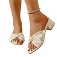 thumbnail image 3 of Open Toe Pearl High-Heeled Sandals For Women Lace Pearl Applique Block Heel Slide Sandals Floral Embroidery Mules Comfortable Chunky Heel Summer Shoes Dress Evening Bride Shoes 2026, 3 of 7