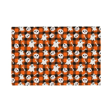 

Placemats Set of 4 / 6 halloween ghost plaid Placemats for Dining Table Indoor/Outdoors Heat Resistant Washable Placemats 18 x 12