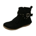 thumbnail image 5 of Oyedens Tassel Ankle Boots for Women Boho Fringe Flats Wide Calf Ankle Booties Winter Fall Short Boots, 5 of 6