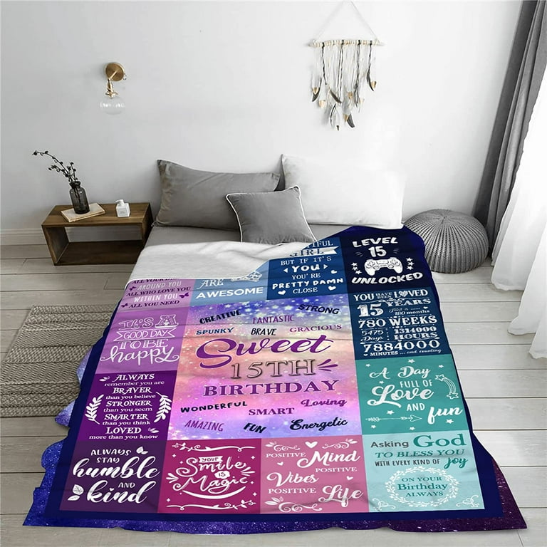 15 Year Old Girl Gifts for Birthday - Quinceanera Gifts Blanket - Gifts for  Daughter Bestie Sister 15th Birthday Gift Ideas for Couch Sofa Bedroom  Decor 50*60in 