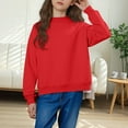 thumbnail image 5 of BLVB Girls Crewneck Sweatshirts Kids Casual Long Sleeve Loose Tops Fall Comfy Lightweight Cute Pullovers 5-15 Years, 5 of 7