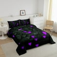 thumbnail image 2 of Erosebridal Purple and Black Comforter Set Triangle Bedding Set Twin Size Bedroom Decor Geometric Comforter Modern Duvet Set With 1 Pillow Case, 2 of 6