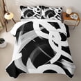 thumbnail image 2 of Homewish Swirl Stripes Twin Quilt Set,Aesthetic Artwork Twin Coverlet Set,White Black,2-Piece, 2 of 7
