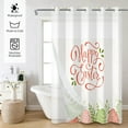thumbnail image 2 of Mizhona Happy Easter No Hook Shower Curtains with Snap in Liner，Red and Pink Eggs Hookless Bath Curtain,71"× 71", 2 of 6