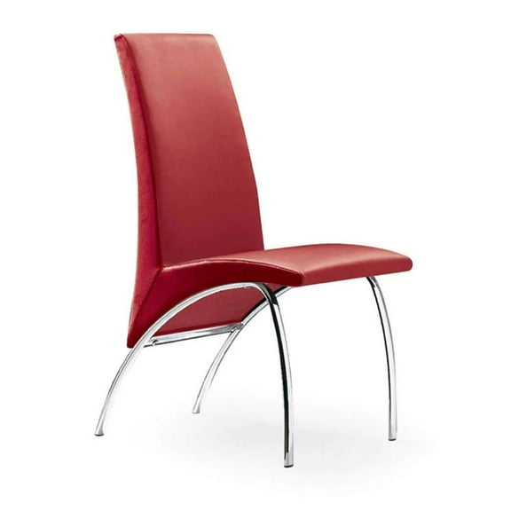 Red Polyurethane Chair with Chrome Leg (Set of 2)