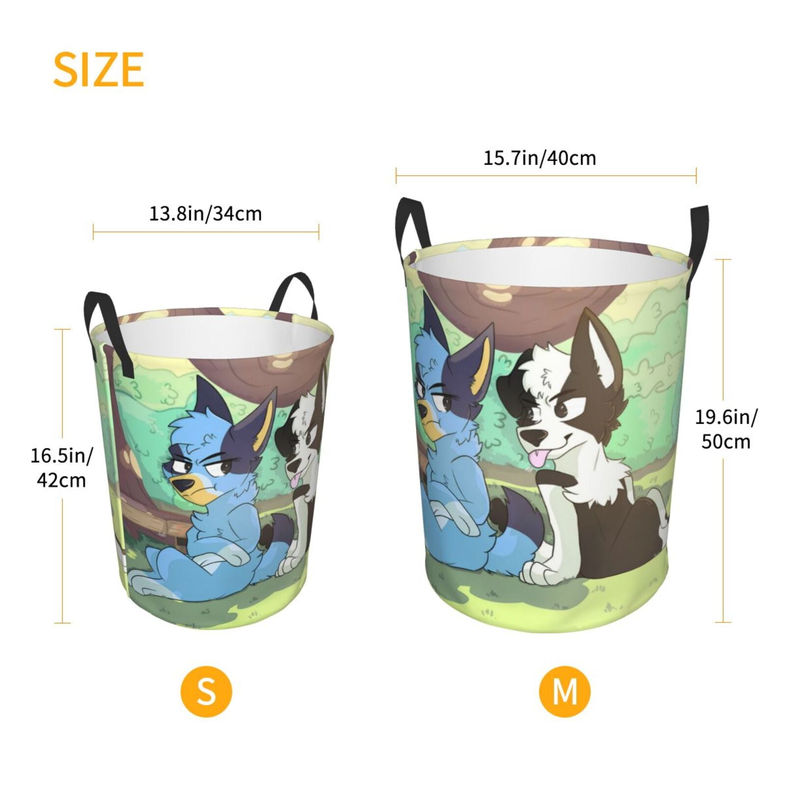 Johaoi Bluey Pattern Round Large Laundry Basket -Storage Basket - Toy Storage Basket, Perfect as Hamper, Kids Room Storage, and Toy Containment-