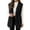 Black outerwear vests for women, variant on Women's Faux Fur Vest Single Button Shawl Collar Cable Knit Texture Mid-Length Plush Sleeveless Outerwear Vests for Casual Fall Winter Pink,S