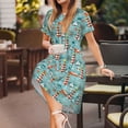 thumbnail image 3 of Fotbe Sea Lighthouse Vestido Largo de Moda para Mujer, Vestido Tipo Camiseta con Manga Corta y Estilo Casual a Rayas y Bloques de Color, 3 of 6