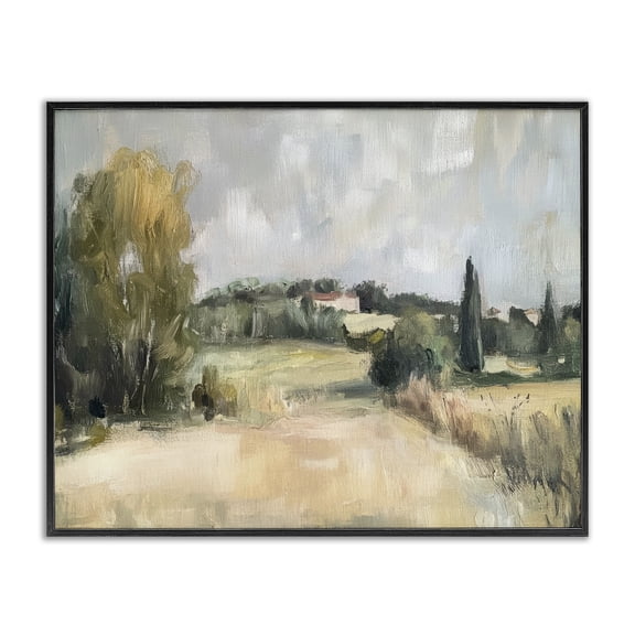 Stupell Industries Hill Top House Landscape Landscape & Nature Painting Black Framed Art Print Wall Art, 14 x 11