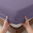 thumbnail image 3 of King Size Fitted Sheet Set - Pure Lilac Gray 3 Piece Bedding Sets 16" Deep Pocket Fitted Sheet with 2 Pillowcases, Contemporary Solid Color Minimalist Art Brushed Microfiber Hotel Luxury Bed Sheets, 3 of 9