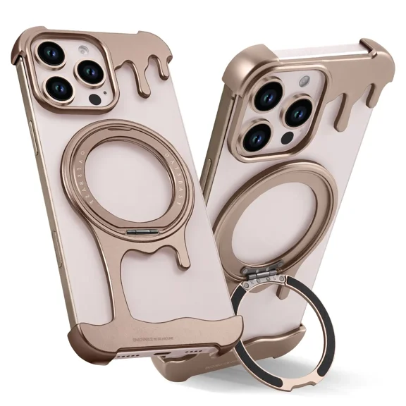 ZHaobin Frameless Metal Bumper Case for iPhone 16 Pro/ Pro Max Magnetic Phone Case for Magsafe Wireless Charge Shockproof Cover (Desert,For iPhone 16 Pro)