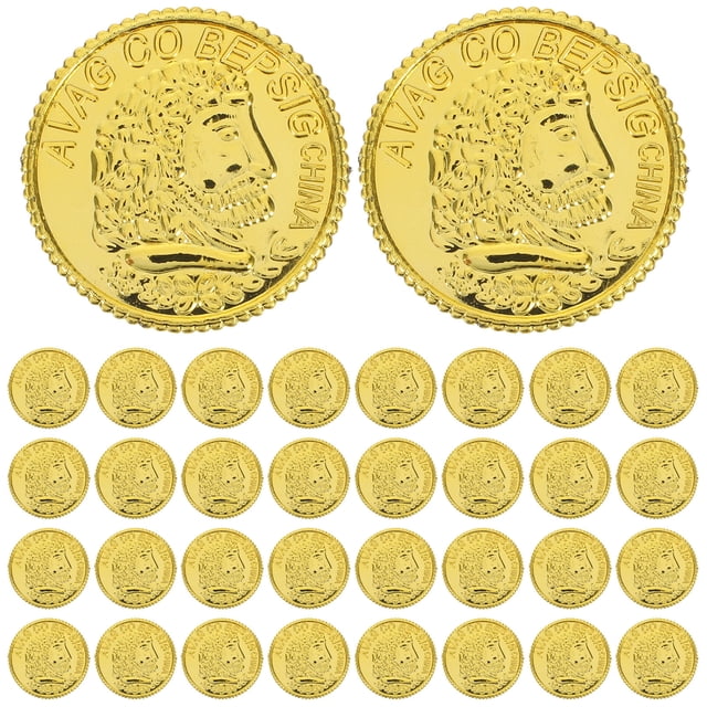 100 monedas de oro piratas, monedas de oro de plástico, accesorios para juegos, divertidos juguetes para niños (dorado)