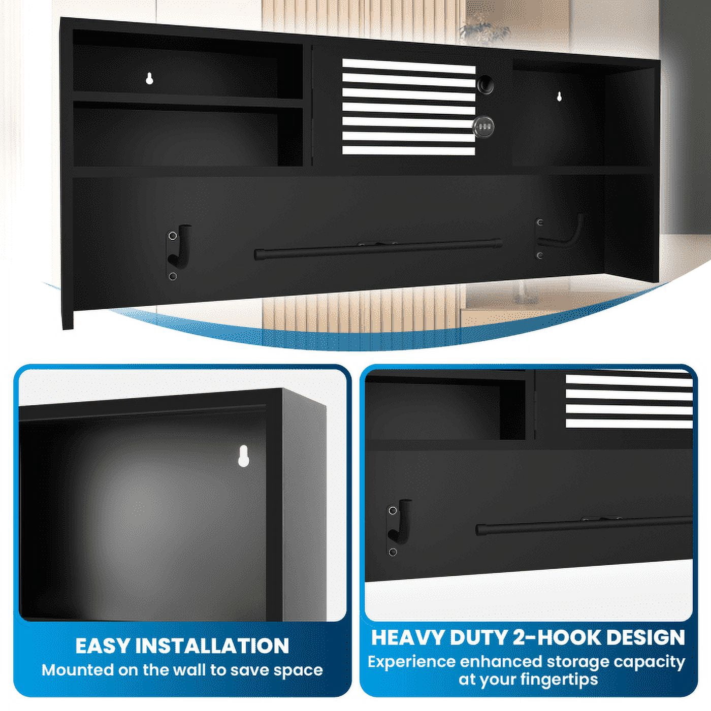 ​Heavy-Duty Police Equipment Hanger, Wall Mounted Metal Gear Stand with Combination Lock, Rustproof Design for Outdoor Use, Offices, Patrol Cars