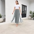 thumbnail image 7 of Chiffon Women's Wide Leg Dress Pant Elegant Party Elastic Waist Trouser with Pockets Gray 2XL, 7 of 7