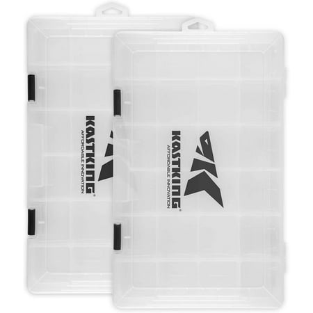 KastKing Tackle Boxes Plastic Box Plastic Storage Organizer Box with Removable Dividers - Fishing Tackle Storage - Box Organizer - 2 Packs