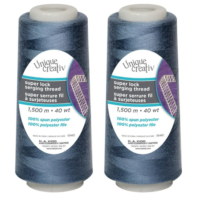 UNIQUE CREATIV TRULOCK Serging Thread — 100% Polyester, 40 wt, 1500 m Cone for Overlock Machines