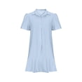 thumbnail image 5 of TAGOLD Womens Summer Dress,Plus Size Casual Dress for Womens,Women's Summer Solid Color Lapel Short Sleeved Buttoned Open Chest Pleated Ruffled Dress Short Skirt, 5 of 5