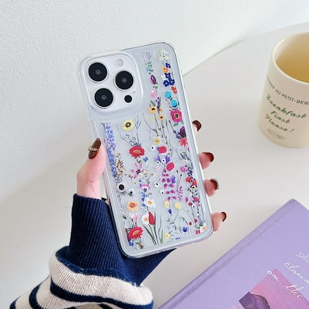TECH CIRCLE Case For iPhone 12 Pro / 12 6.1",Cute Clear Slim Girls Women Shockproof Protective Soft TPU Bumper Transparent Cover Phone Case for Apple iPhone 12 Pro/iPhone 12,Red Flower