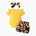 thumbnail image 4 of TOWED22 Newborn Infant Baby Girl Clothes Romper Shorts Set Floral Summer Outfits Cute Baby Girl Clothing(Yellow,6-9 M), 4 of 9
