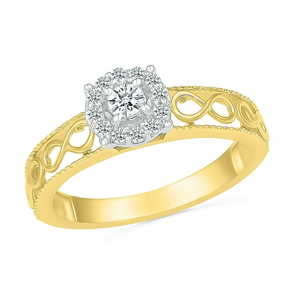 DGOLD 10kt Yellow Gold Round White Diamond Abstract Promise Ring for Women (1/5 cttw)