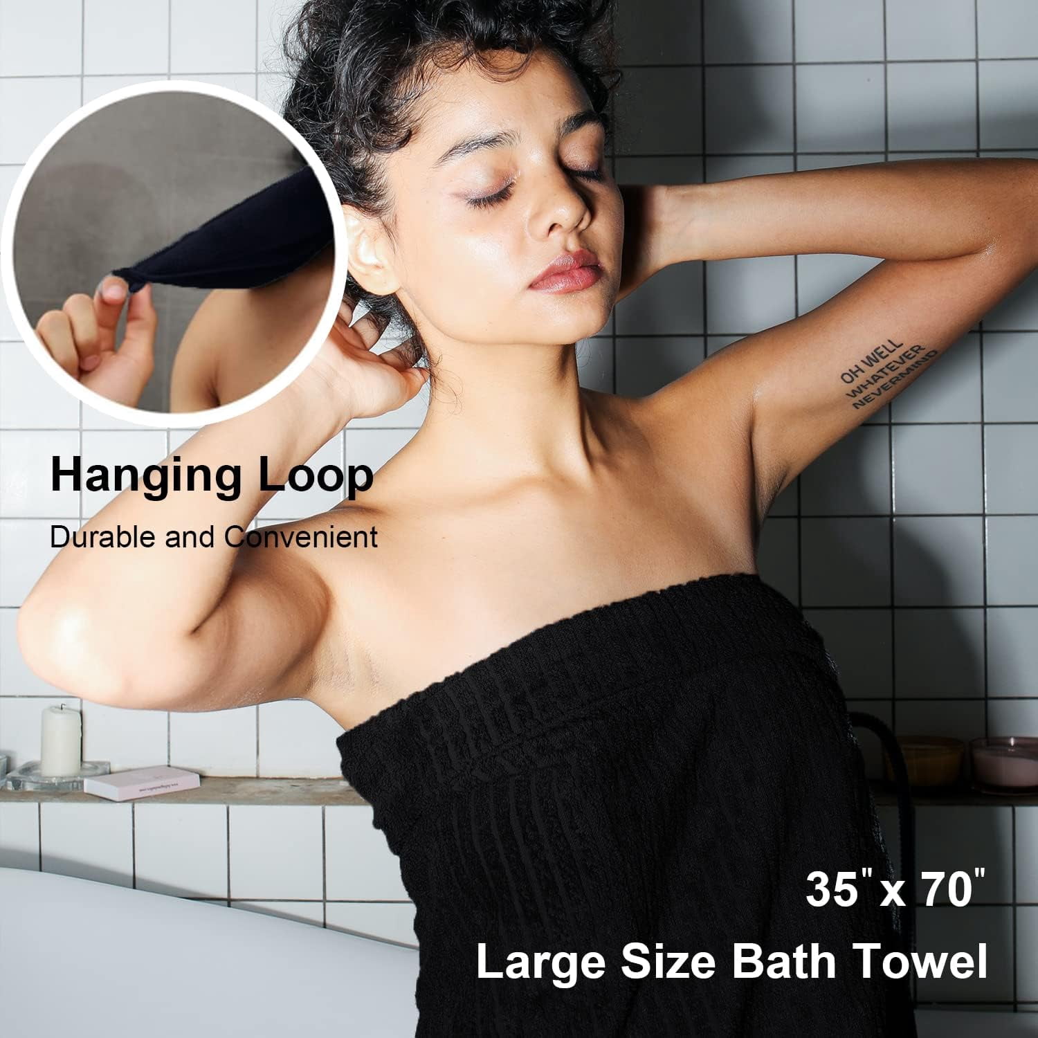 Jessy Home 4 Pack Black Stripe Large Bath Towels Set Oversized Microfiber Bath Sheet Soft Towel Set
