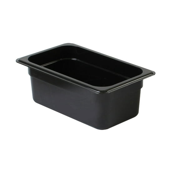 Excellante Quarter size 4" deep polycarbonate food pan, black, NSF certified, comes in each