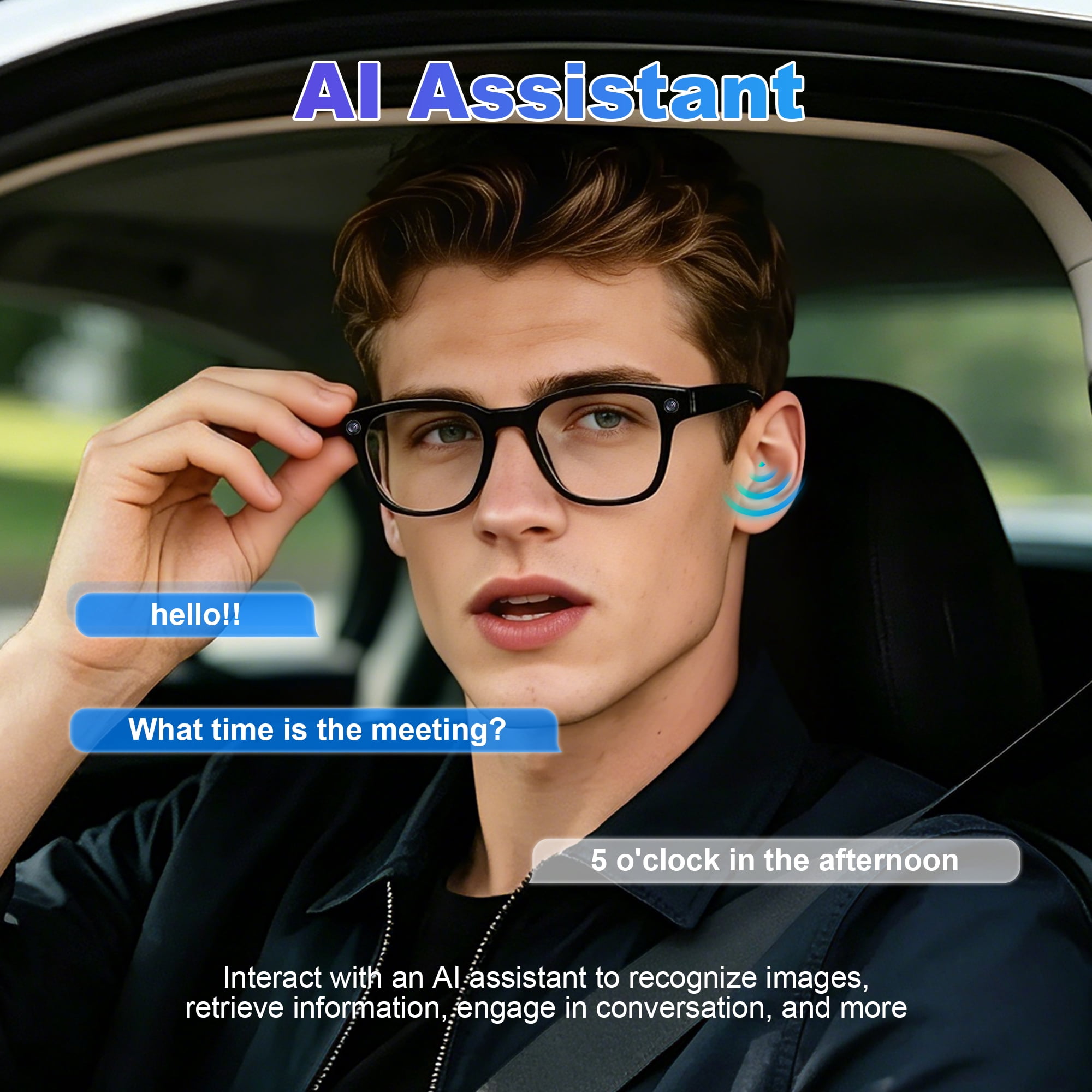 CamelParty AI Smart Glasses with Camera and Bluetooth, Recording Sunglasses with Voice Assistant, WI-FI, Real-Time Translation, Hands-Free Calls & Music