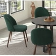 thumbnail image 4 of INO Design Mid-Century Modern 35'' Inch Round Grey Wooden Dining Table Set for 4 Comfortable Accent Velvet Barrel Chairs, Space Saving for Kitchen, Living Room Furniture, Small Apartments (Green), 4 of 11