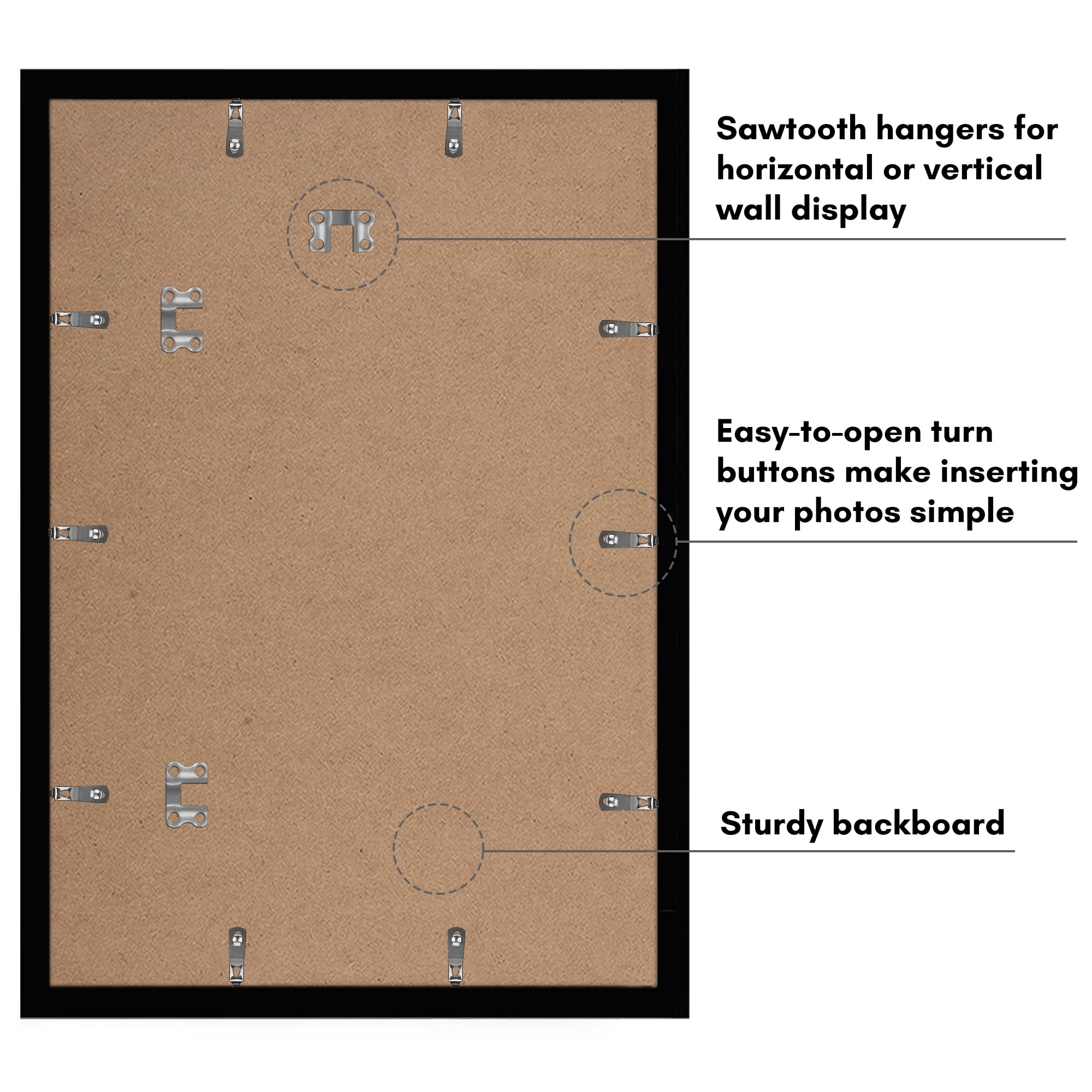 Americanflat 13x19 Picture Frame with Polished Plexiglass with 11x17 Mat 2 Pack Display Photo Galleria - Black