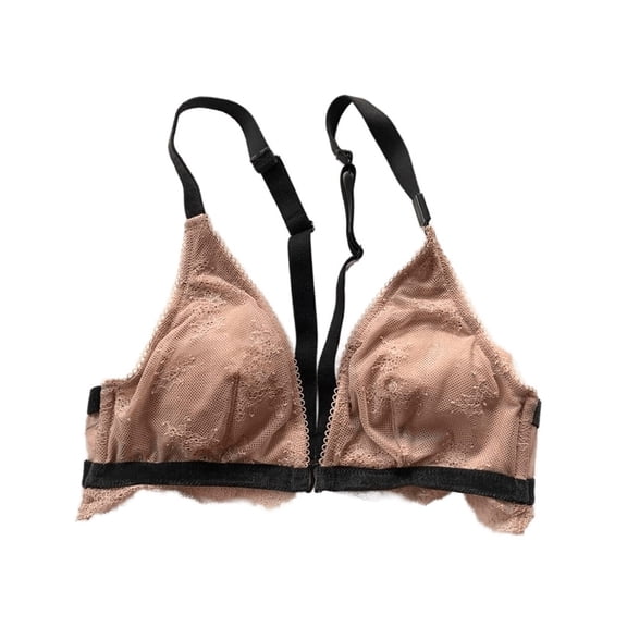 Victoria's Secret Chantilly Lace Front Close Bralette Light Coffee with Velvet Trim Size Large NWT