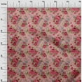 thumbnail image 2 of oneOone Georgette Viscose Pink Salmon Fabric Stripe|Leaves & Floral Artistic Diy Clothing Quilting Fabric Print Fabric By Yard 42 Inch Wide, 2 of 4
