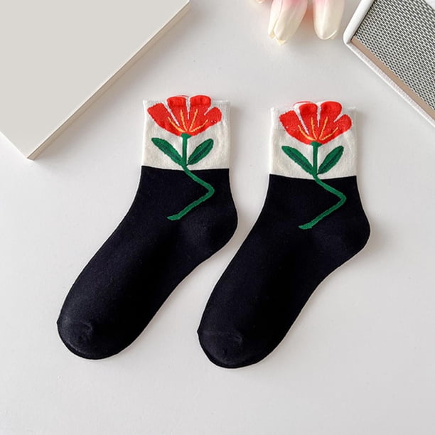 Women Crew Socks, Low Cut Cotton Socks,Breathable Floral Decorative Casual  Funny Stretch Soft Summer Dress Socks Black - Walmart Business Supplies