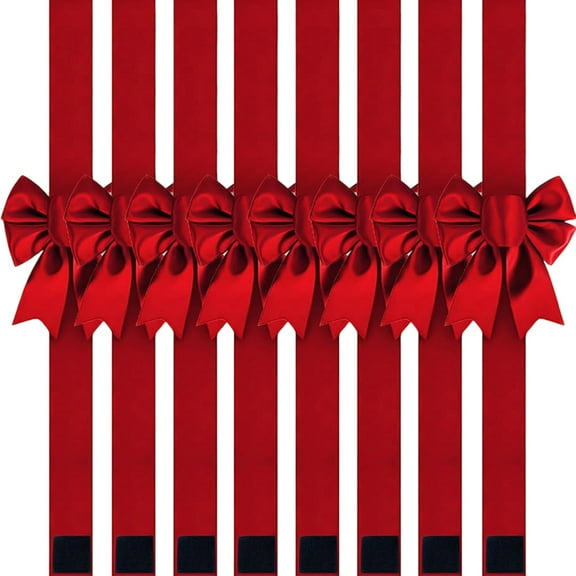 Rdhnmea 8Pcs Christmas Cabinet Ribbons Bows Decorations Red Home Decor Christmas Ornament Party Supplies Set