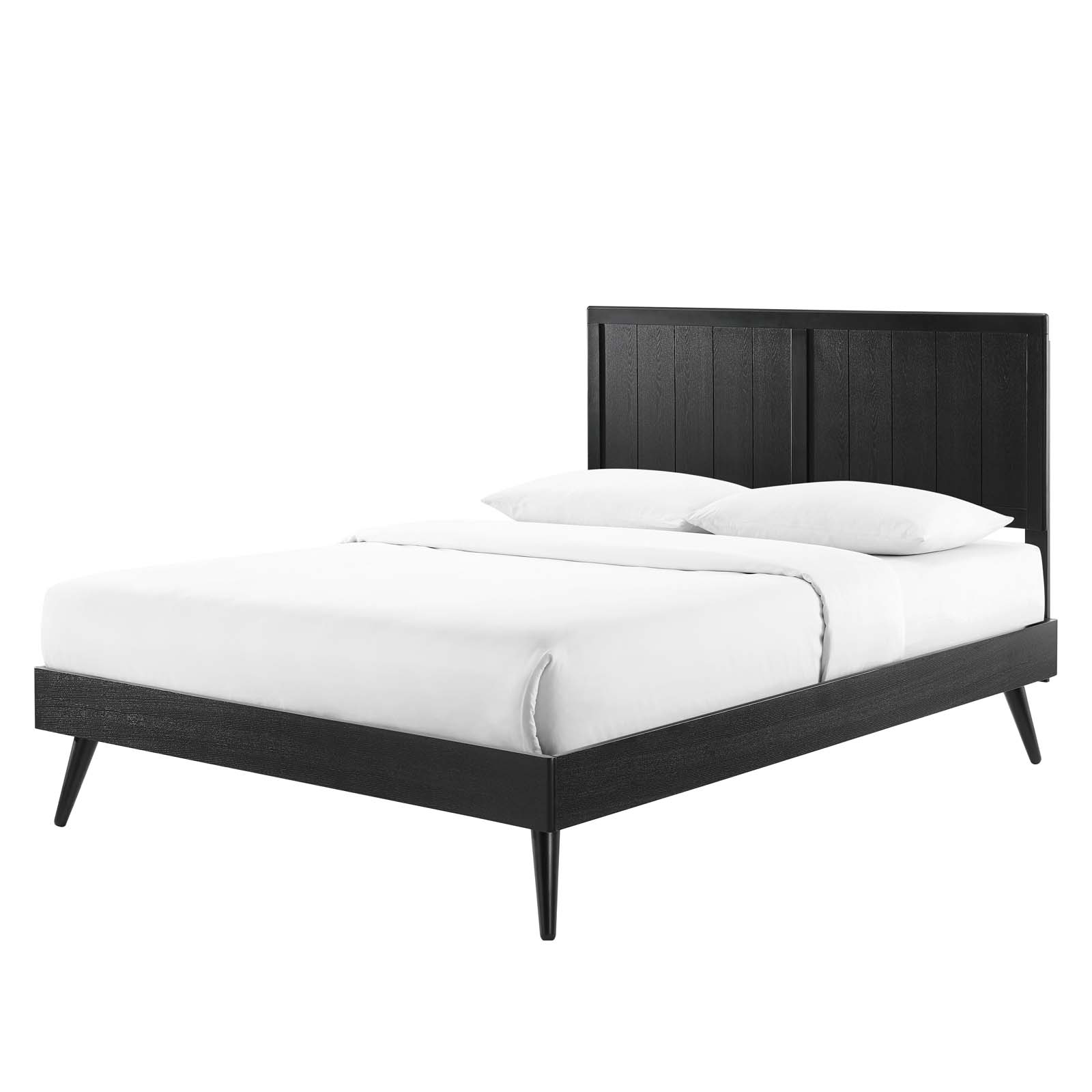 Platform Bed Frame, Full Size, Wood, Black, Modern Contemporary Urban Design, Bedroom Master Guest Suite - image 1 of 10