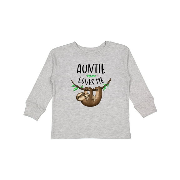 Inktastic Auntie Loves Me Cute Sloth and Baby Boys or Girls Long Sleeve Toddler T-Shirt