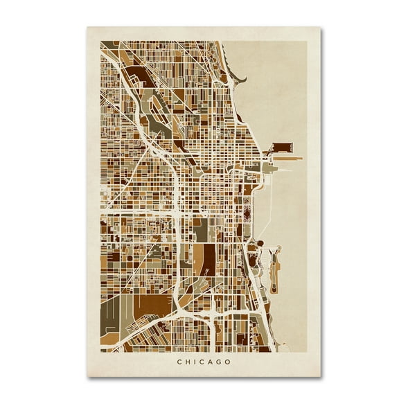 Michael Tompsett 'Chicago City Street Map' Canvas Art